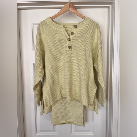 Free People Haliee XS lime Green Top Pants Sweater Set Comfy knit FP Beach - Picture 1 of 12